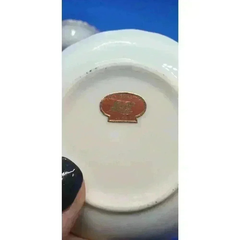 Vintage 2 Pc Miniature Tea Cup & Saucer Set Roses To Mother With Love Japan 50s - Picture 5 of 9
